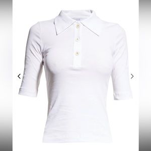 Rosetta Getty white fitted crop sleeve polo